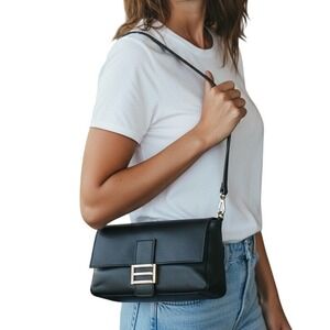 Divina Firenze Black Leather Crossbody Made in Italy Quiet‎ Luxury